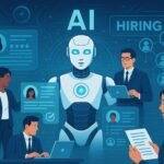 Recruiter using AI recruiting tools GoPerfect to screen resumes and manage candidates through an automated hiring dashboard.