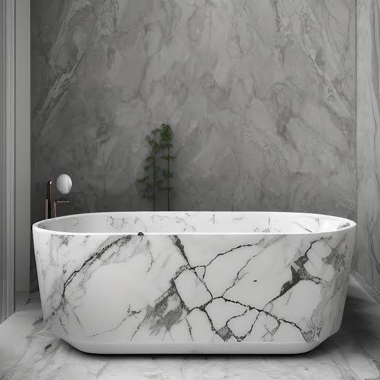 Bathroom vanity showing a cultured marble countertop with examples of scratches and surface wear to illustrate the disadvantages of cultured marble