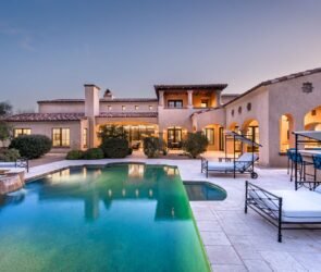 Luxury custom home in Silverleaf Scottsdale with desert mountain views and landscaped outdoor living space.