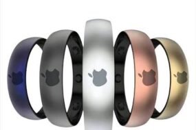Smart Ring Apple concept showing a sleek wearable ring alongside an iPhone displaying health tracking data