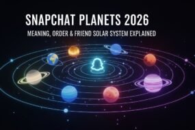Illustration showing the Snapchat Planets Friend Solar System with Mercury through Neptune representing Best Friend rankings.