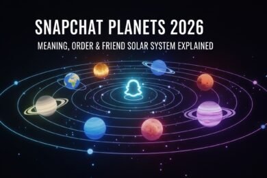 Illustration showing the Snapchat Planets Friend Solar System with Mercury through Neptune representing Best Friend rankings.