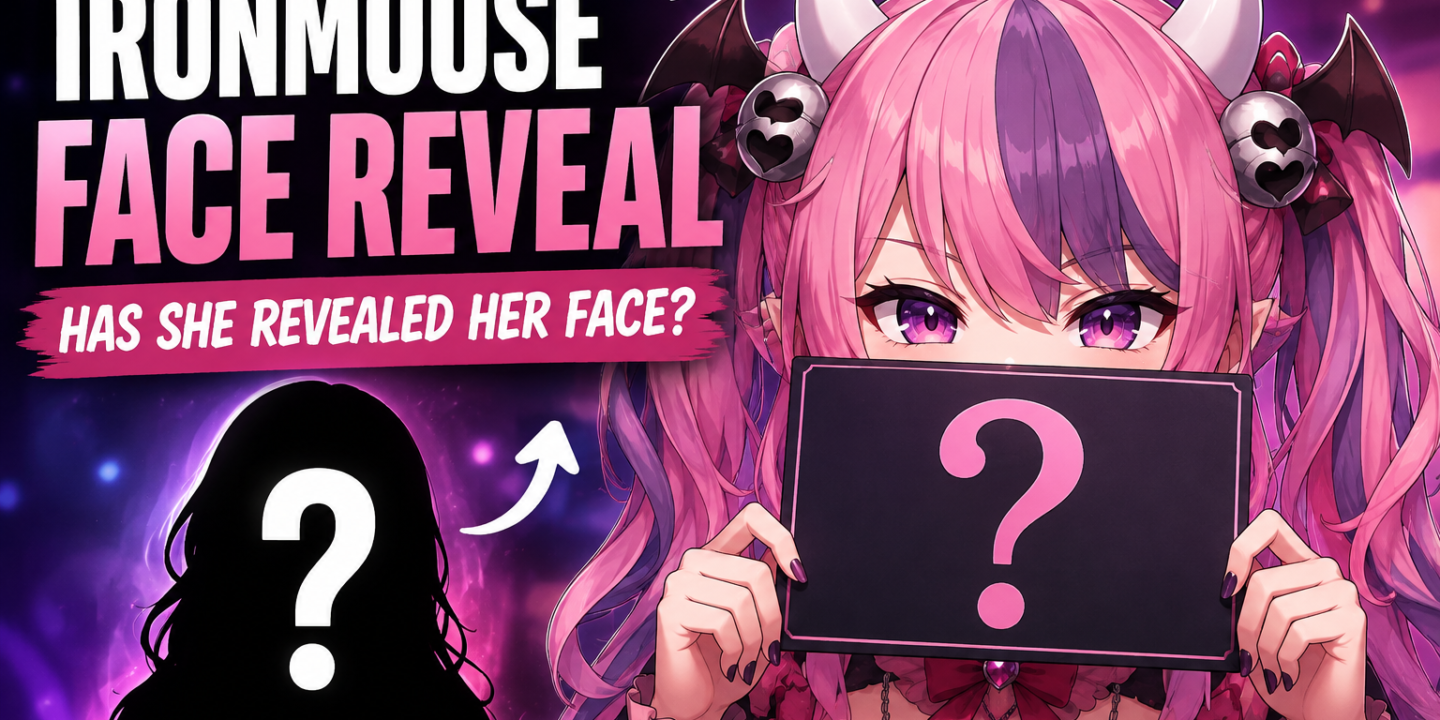 Ironmouse face reveal VTuber with mysterious question mark