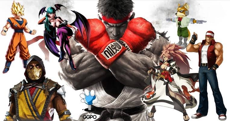 Fighting game glossary showing common fighting game terms like frame data, footsies, neutral, zoning, combos, and punish explained visually.