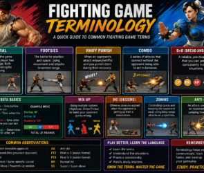 Fighting game terminology guide explaining common fighting game terms, combos, frame data, neutral, and strategy