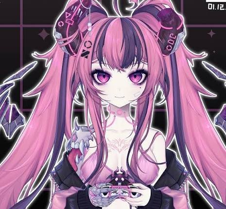 Ironmouse VTuber avatar in her recognizable pink-haired demon queen design