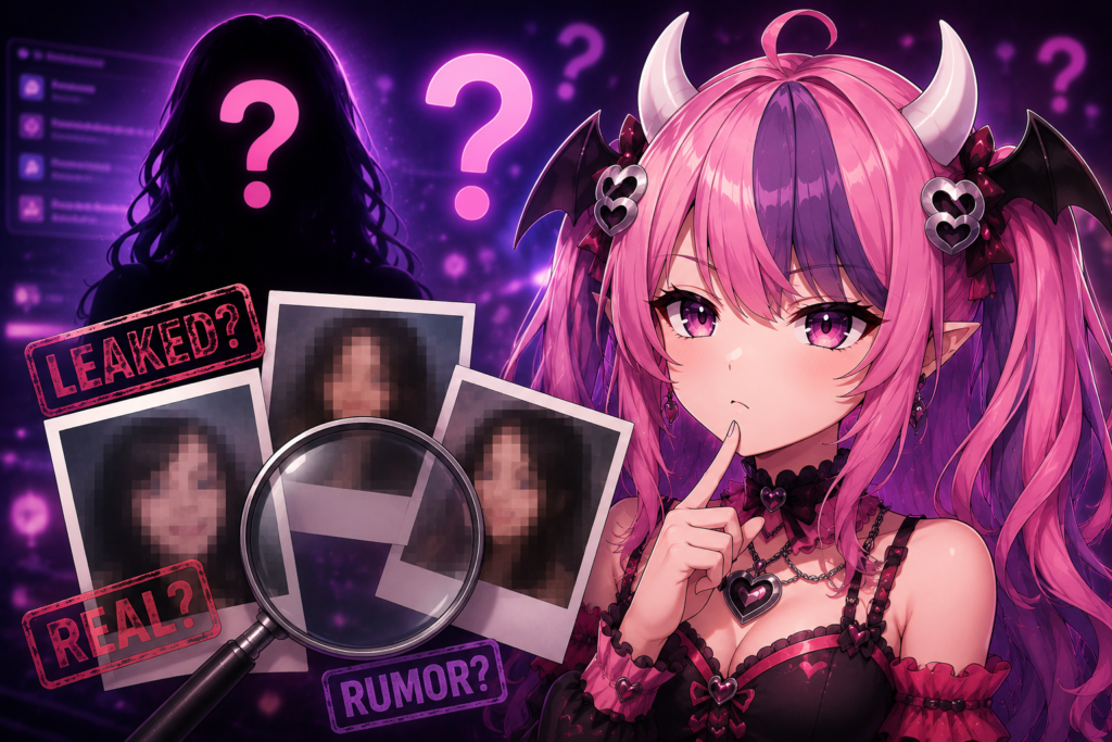 Ironmouse face reveal VTuber with mysterious question mark