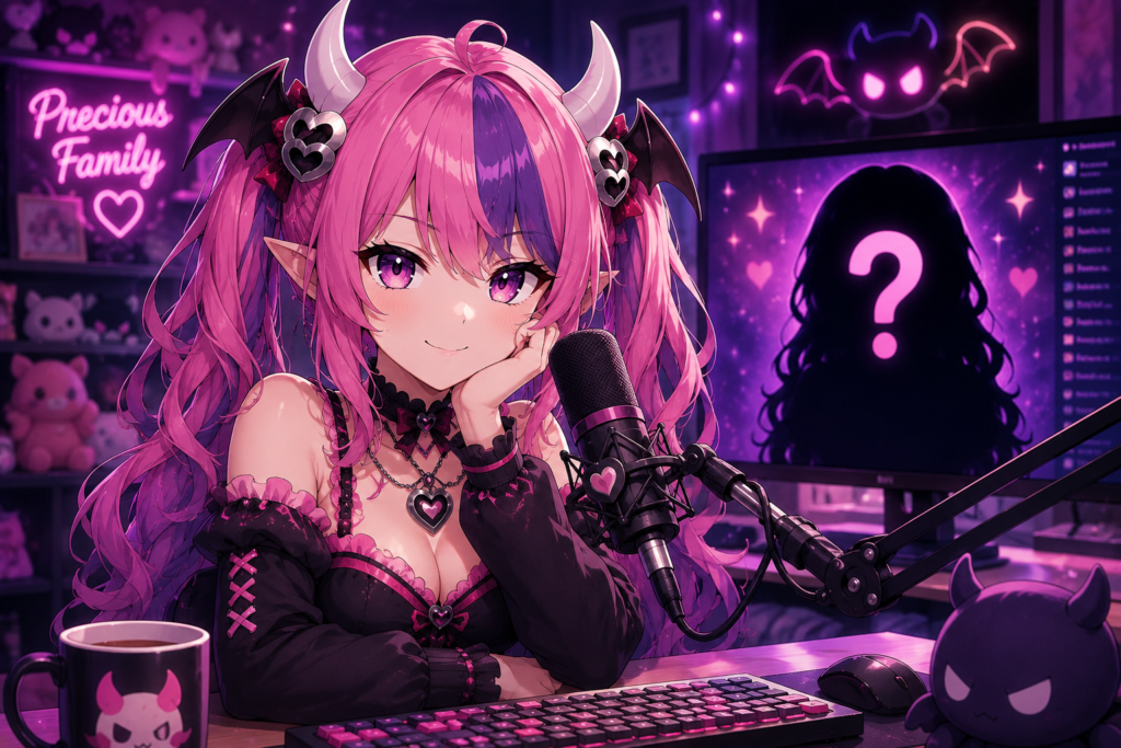 Ironmouse face reveal VTuber with mysterious question mark