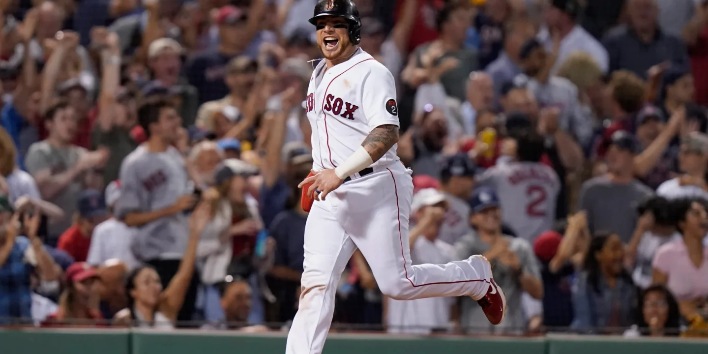 Red Sox score update showing Boston Red Sox players during an MLB game