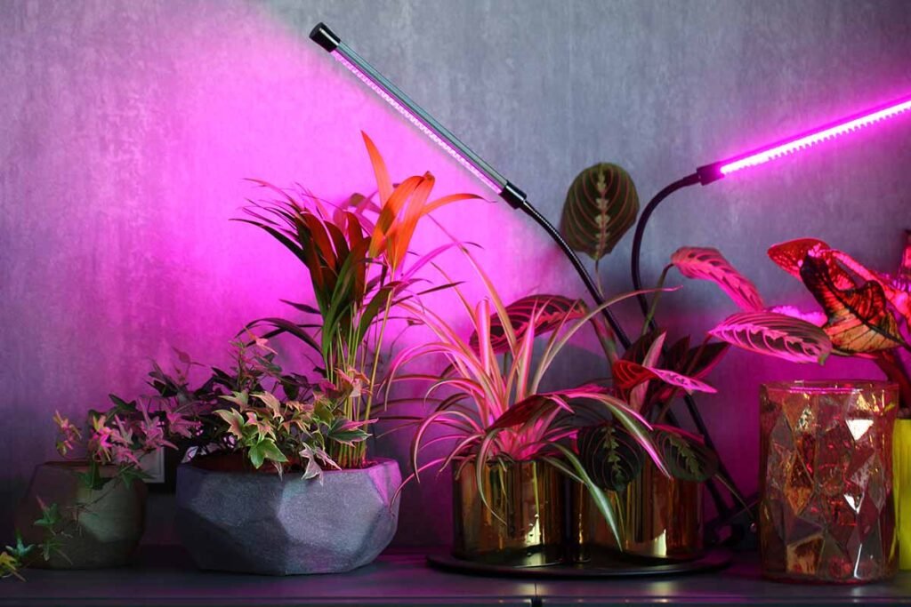 best lights for growing plants indoors with LED grow light over houseplants