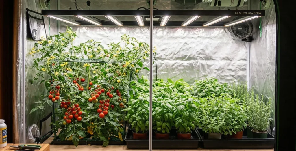 best lights for growing plants indoors with LED grow light over houseplants