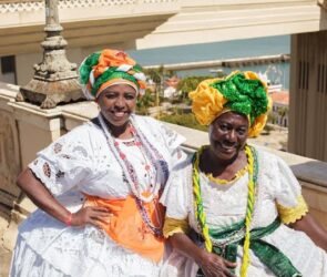 Traditional Brazil clothing featuring a Baiana dress, Gaucho outfit, Festa Junina costumes, and Indigenous ceremonial attire representing Brazil's diverse cultural heritage.