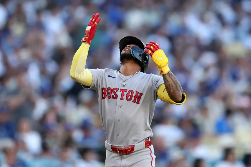 Red Sox score update showing Boston Red Sox players during an MLB game