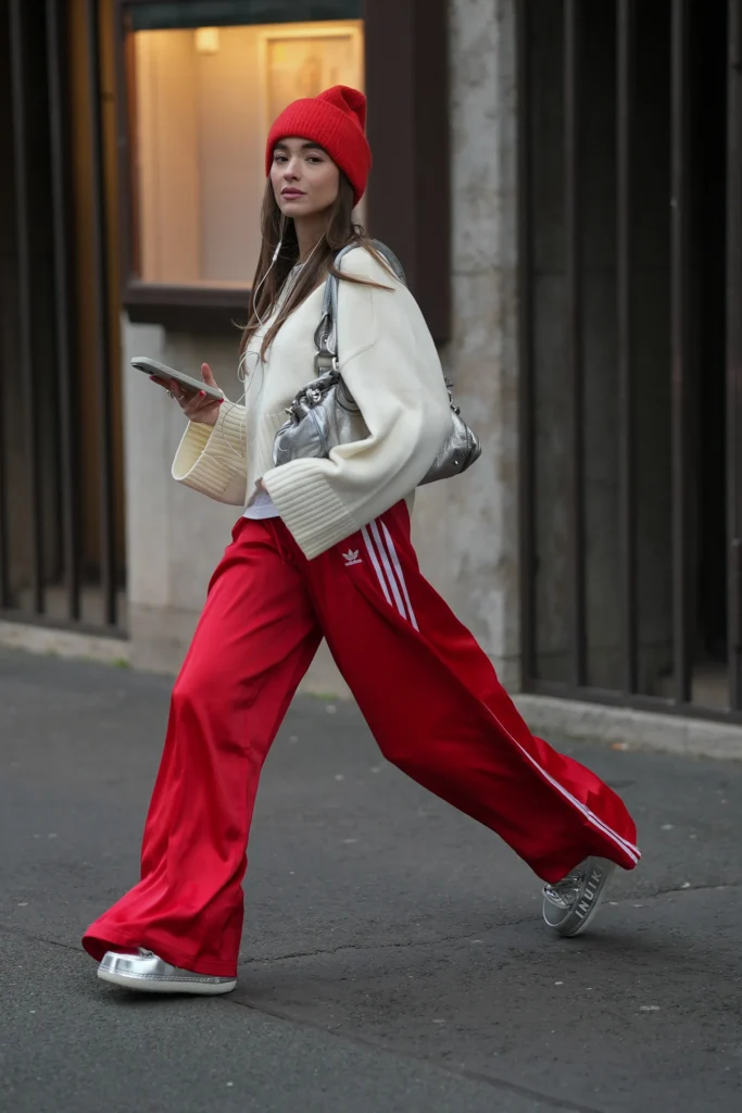 Fashion trends 2026 featuring modern tailoring, wide-leg denim, and statement accessories